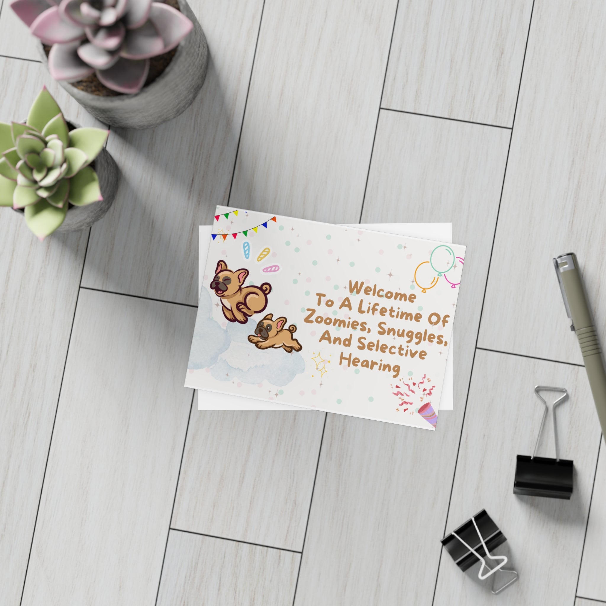 Welcome to the Frenchie Family Card | Cute French Bulldog Greeting Card