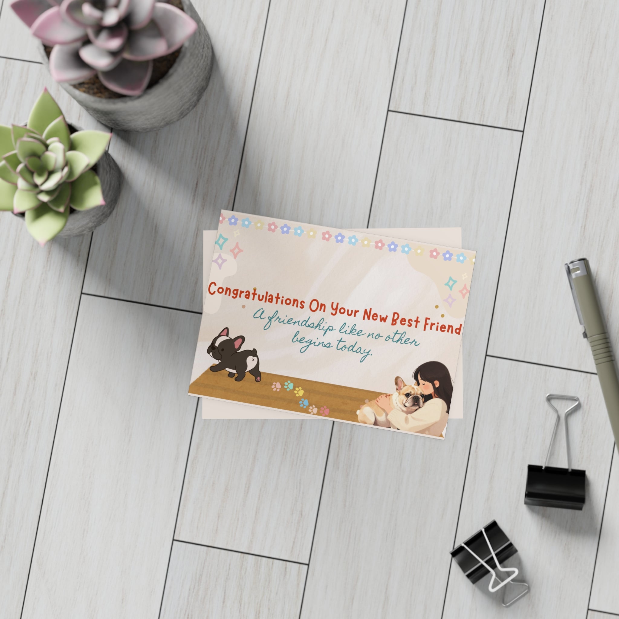 Welcome to the Frenchie Family Card | Cute French Bulldog Greeting Card